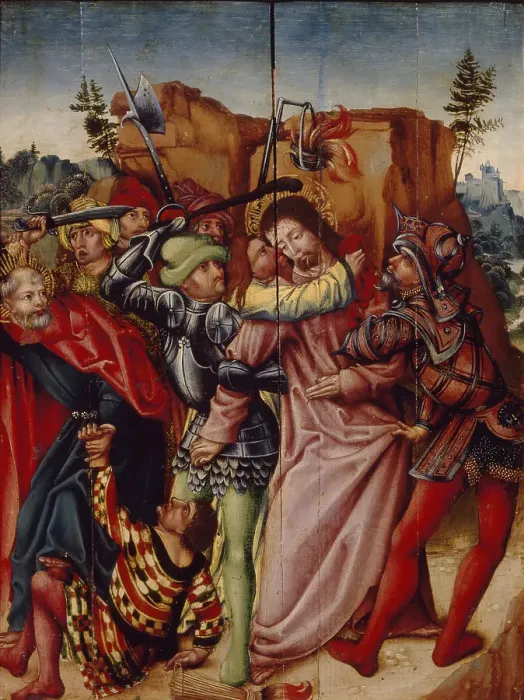 Framed Print : The Judas Kiss, Early16th cen Artist: German master Framed Print : The Judas Kiss, Early16th cen Artist: German master