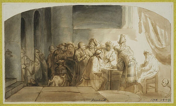 Judas receives the thirty pieces of silver. Creator: Rembrandt Harmensz van Rijn