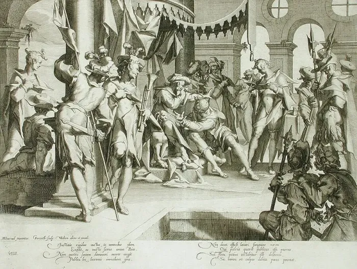 Framed Print : The Judge Bias, Shedding Tears, 1607. Creator: Willem van Swanenburg Framed Print : The Judge Bias, Shedding Tears, 1607. Creator: Willem van Swanenburg