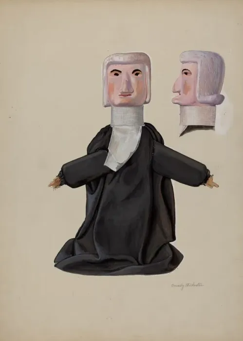 Framed Print : Judge Hand Puppet, c. 1936. Creator: Beverly Chichester Framed Print : Judge Hand Puppet, c. 1936. Creator: Beverly Chichester