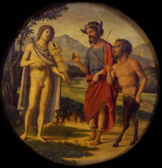 Framed Print : The Judgement of Midas, 1505-1508. Artist: Cima da Conegliano, Giovanni Battista (ca. 1459-1517) Framed Print : The Judgement of Midas, 1505-1508. Artist: Cima da Conegliano, Giovanni Battista (ca. 1459-1517)