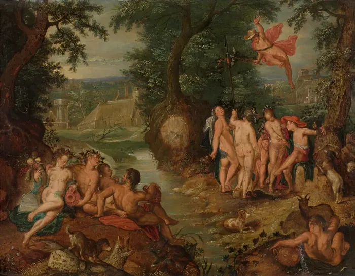 Framed Print : The Judgement of Paris, 1614. Creator: Joachim Anthonisz Wtewael Framed Print : The Judgement of Paris, 1614. Creator: Joachim Anthonisz Wtewael