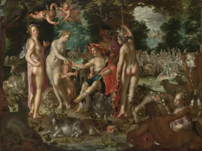 Framed Print : The Judgement of Paris, 1615. Artist: Wtewael, Joachim (1566-1638) Framed Print : The Judgement of Paris, 1615. Artist: Wtewael, Joachim (1566-1638)