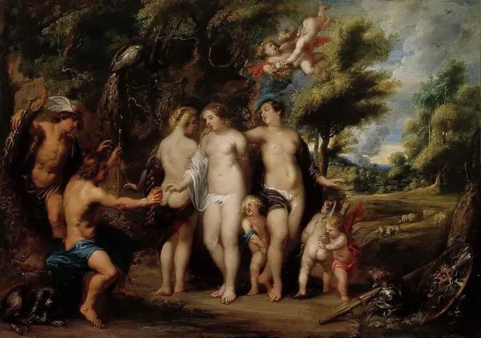 Framed Print : The judgement of Paris, c1640s. Creator: Frans Wouters Framed Print : The judgement of Paris, c1640s. Creator: Frans Wouters