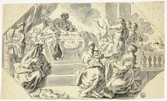 Framed Print : Judgement of Solomon, n.d. Creator: School of Francesco Solimena Italian, 1657-1748 Framed Print : Judgement of Solomon, n.d. Creator: School of Francesco Solimena Italian, 1657-1748