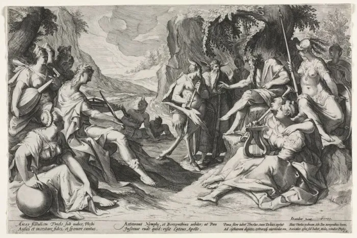 Framed Print : The Judgment of Midas, 1589. Creator: Nicolaes Clock (Dutch) Framed Print : The Judgment of Midas, 1589. Creator: Nicolaes Clock (Dutch)