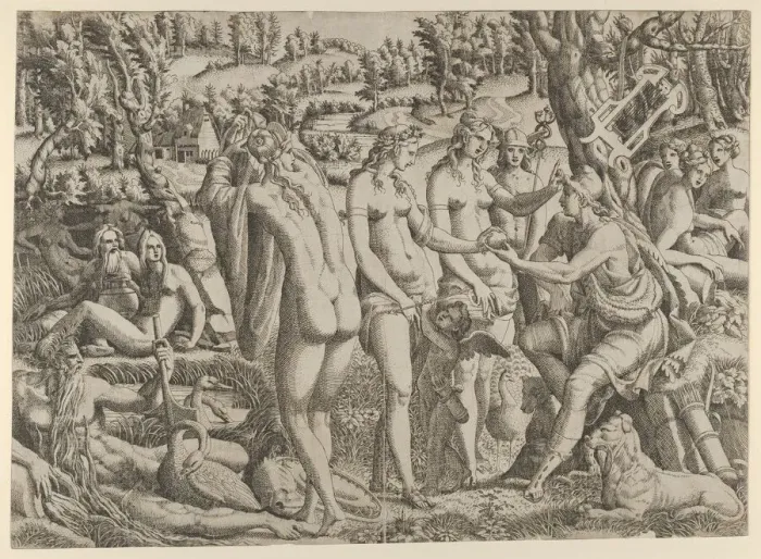 Framed Print : The Judgment of Paris, 1535-55. Creator: Jean Mignon Framed Print : The Judgment of Paris, 1535-55. Creator: Jean Mignon