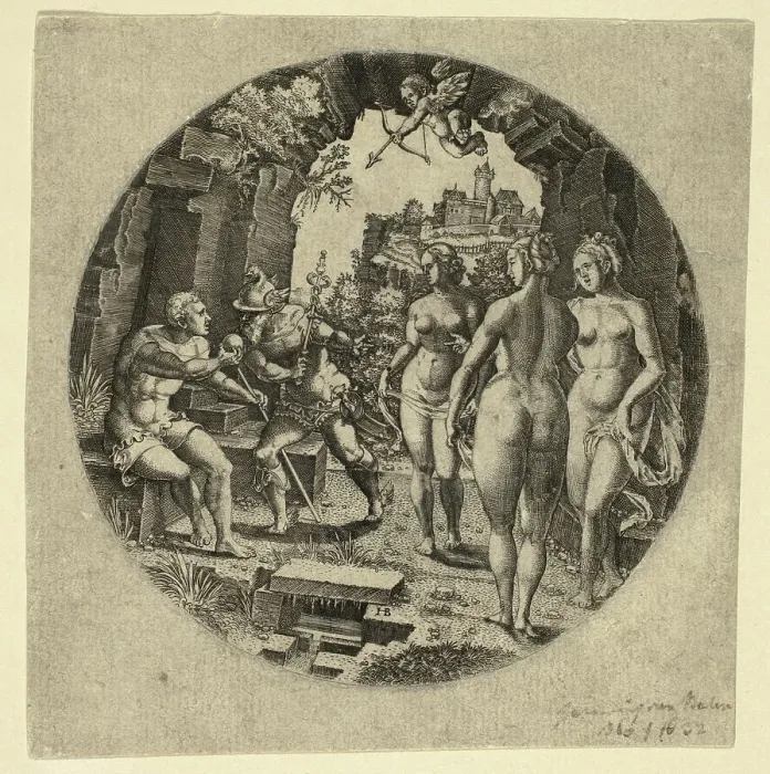 Framed Print : Judgment of Paris, 1544. Creator: Hans Brosamer Framed Print : Judgment of Paris, 1544. Creator: Hans Brosamer