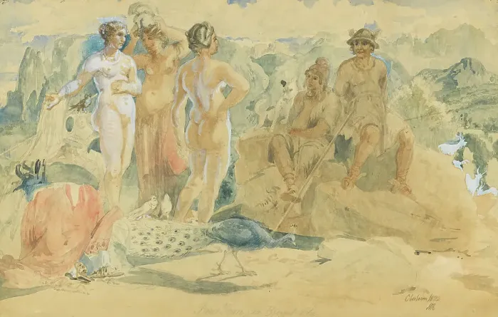 Framed Print : The Judgment of Paris, 1872. Creator: Holger Roed Framed Print : The Judgment of Paris, 1872. Creator: Holger Roed
