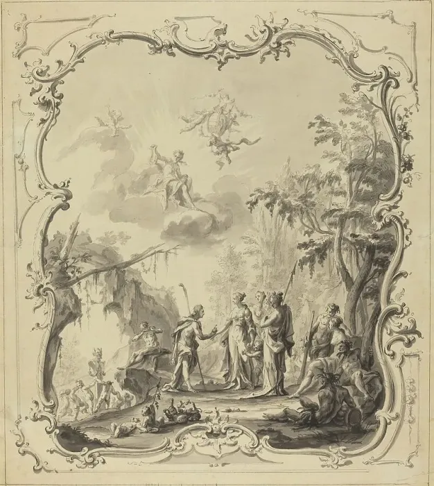 Framed Print : The Judgment of Paris, c. 1745. Creator: Unknown Framed Print : The Judgment of Paris, c. 1745. Creator: Unknown