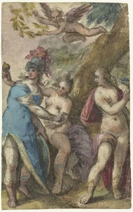 Framed Print : The judgment of Paris, c.1593-c.1662. Creator: Paulus van Wtewael Framed Print : The judgment of Paris, c.1593-c.1662. Creator: Paulus van Wtewael
