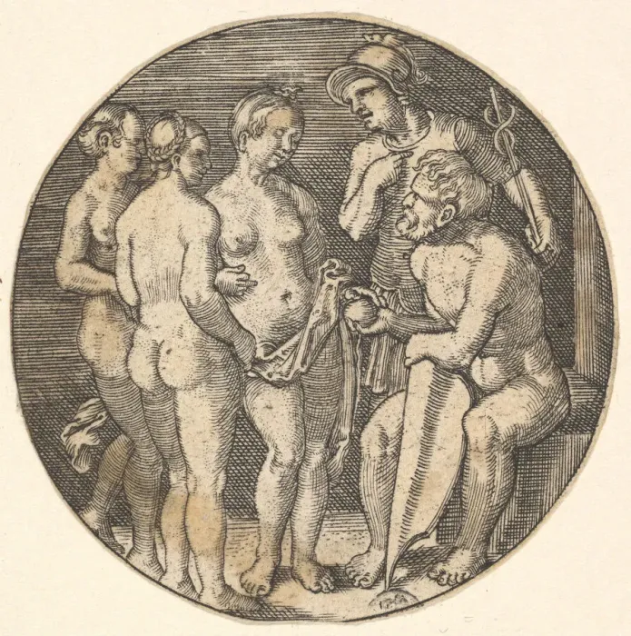 Framed Print : Judgment of Paris (copy), 16th century. Creators: Barthel Beham, Jacob Binck Framed Print : Judgment of Paris (copy), 16th century. Creators: Barthel Beham, Jacob Binck