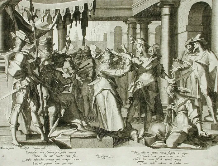 Framed Print : Judgment of Solomon, 1607. Creator: Willem van Swanenburg Framed Print : Judgment of Solomon, 1607. Creator: Willem van Swanenburg
