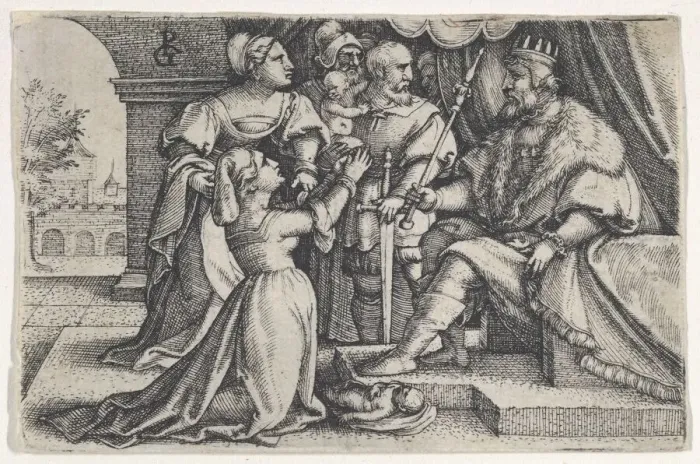 Framed Print : The Judgment of Solomon. Creator: Georg Pencz Framed Print : The Judgment of Solomon. Creator: Georg Pencz