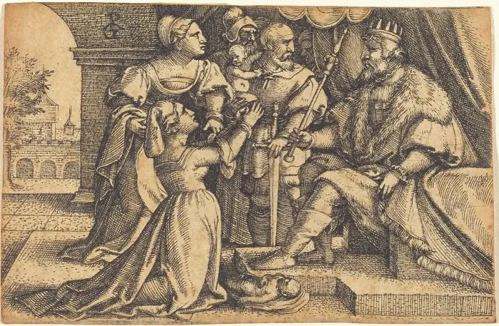Framed Print : The Judgment of Solomon. Creator: Georg Pencz Framed Print : The Judgment of Solomon. Creator: Georg Pencz