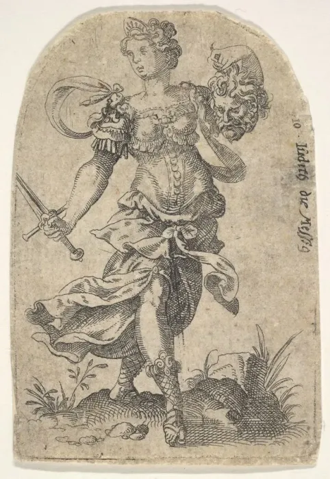 Framed Print : Judith, from Celebrated Women of the Old Testament, 1568-96. Creator: Jost Ammon Framed Print : Judith, from Celebrated Women of the Old Testament, 1568-96. Creator: Jost Ammon