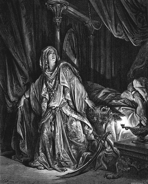Judith about to cut off the head of Holofernes, 1866. Artist: Gustave Dore