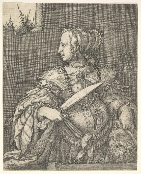 Framed Print : Judith, half-length and in profile to the left, a sword in her right hand Framed Print : Judith, half-length and in profile to the left, a sword in her right hand