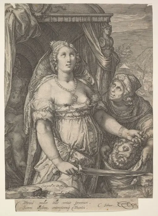 Framed Print : Judith and the Head of Holofernes, 1575-1607. Creator: Jan Saenredam Framed Print : Judith and the Head of Holofernes, 1575-1607. Creator: Jan Saenredam