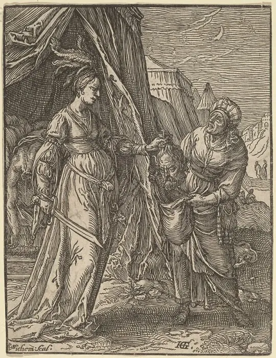 Framed Print : Judith with the Head of Holofernes. Creator: Christoffel van Sichem I Framed Print : Judith with the Head of Holofernes. Creator: Christoffel van Sichem I
