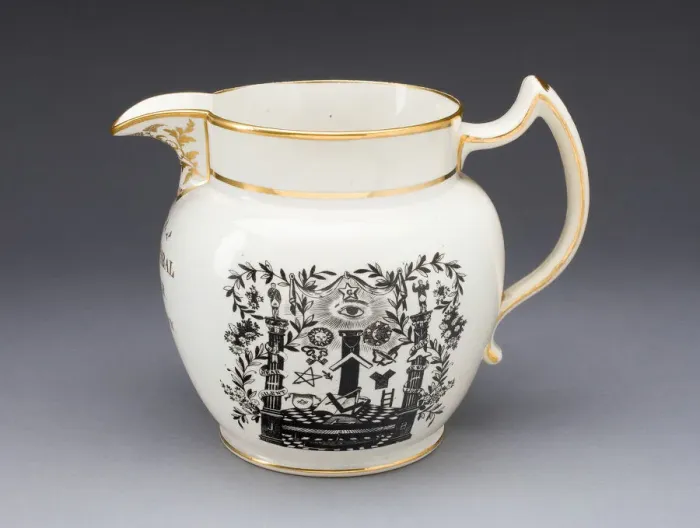 Framed Print : Jug with Masonic Iconography, Stoke on Trent, 1824. Creator: Spode Ceramic Works