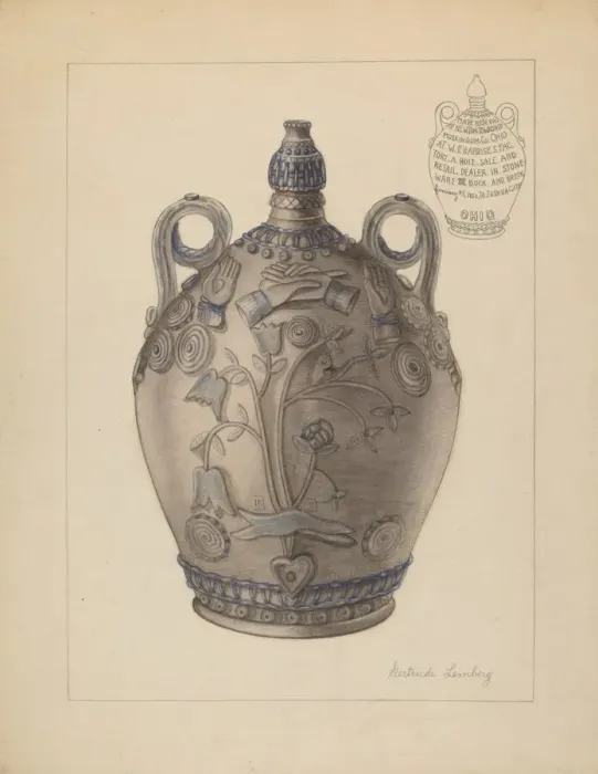Framed Print : Jug with Stopper, c. 1937. Creator: Gertrude Lemberg Framed Print : Jug with Stopper, c. 1937. Creator: Gertrude Lemberg