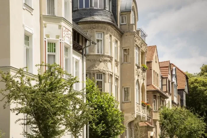 Framed Print : Jugenstil houses, House, Cranachstrasse, Weimar, Germany, 2018. Artist: Alan John Ainsworth Framed Print : Jugenstil houses, House, Cranachstrasse, Weimar, Germany, 2018. Artist: Alan John Ainsworth