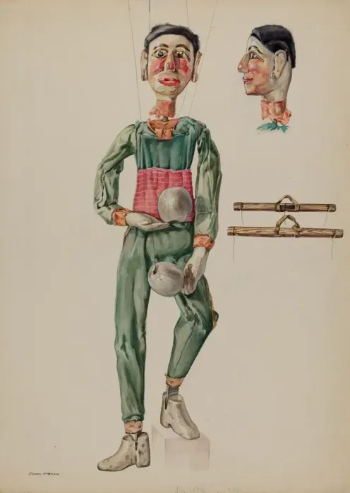 Framed Print : Juggling Marionette, c. 1936. Creator: James McLellan Framed Print : Juggling Marionette, c. 1936. Creator: James McLellan