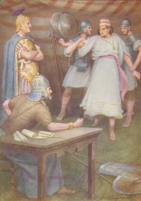 Framed Print : Jugurtha came to the tent of his father-in-law unarmed, c1912 (1912). Artist: Ernest Dudley Heath Framed Print : Jugurtha came to the tent of his father-in-law unarmed, c1912 (1912). Artist: Ernest Dudley Heath