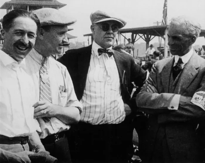 Framed Print : Jules Goux, Barney Oldfield and Henry Ford, Indianapolis, 1921