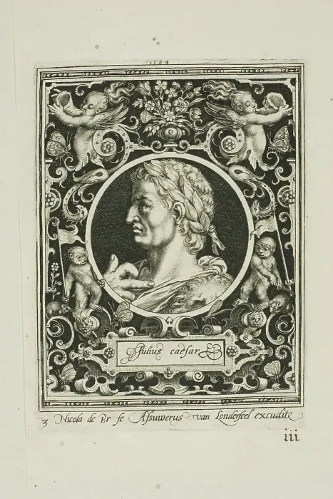 Framed Print : Julius Caesar, plate three from The Nine Worthies, 1594. Creator: Nicolaes de Bruyn Framed Print : Julius Caesar, plate three from The Nine Worthies, 1594. Creator: Nicolaes de Bruyn