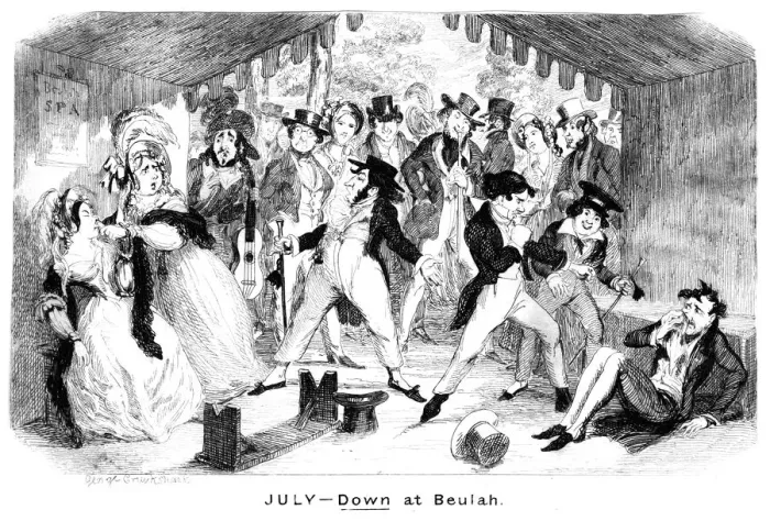 Framed Print : July - Down at Beulah, c1840s. Artist: George Cruikshank Framed Print : July - Down at Beulah, c1840s. Artist: George Cruikshank