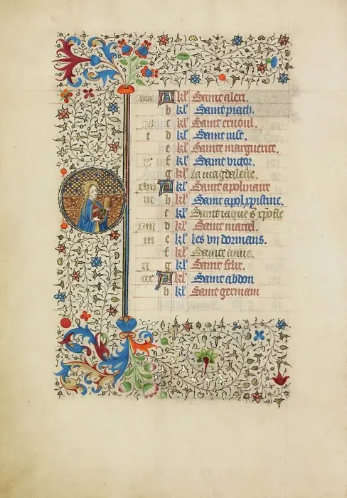 Framed Print : July Calendar Page: Mary Magdalene; Book of Hours, about 1440-1450. Creator: Workshop of the Bedford Master Framed Print : July Calendar Page: Mary Magdalene; Book of Hours, about 1440-1450. Creator: Workshop of the Bedford Master