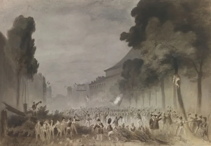 Framed Print : The July Revolution on the Grands Boulevards of Paris, 1830. Artist: Bellange, Hippolyte (1800-1866) Framed Print : The July Revolution on the Grands Boulevards of Paris, 1830. Artist: Bellange, Hippolyte (1800-1866)