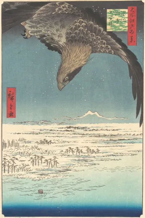 Framed Print : Jumantsubo Plain at Fukagawa Susaki, from the series One Hundred Famous Views of Edo (Me... 1856. Creator: Ando Hiroshige) Framed Print : Jumantsubo Plain at Fukagawa Susaki, from the series One Hundred Famous Views of Edo (Me... 1856. Creator: Ando Hiroshige)