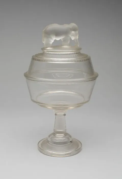 Framed Print : Jumbo / Elephant pattern covered compote on pedestal, 1883 / 5. Creator: Canton Glass Company Framed Print : Jumbo / Elephant pattern covered compote on pedestal, 1883 / 5. Creator: Canton Glass Company