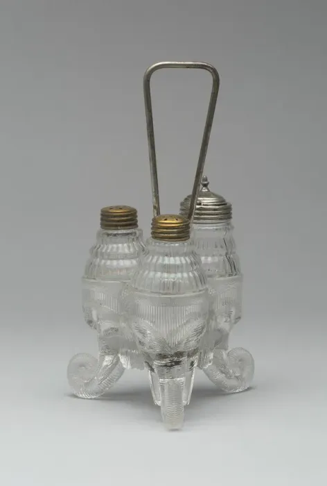 Framed Print : Jumbo / Elephant pattern cruet stand with three bottles, 1883 / 5 Framed Print : Jumbo / Elephant pattern cruet stand with three bottles, 1883 / 5