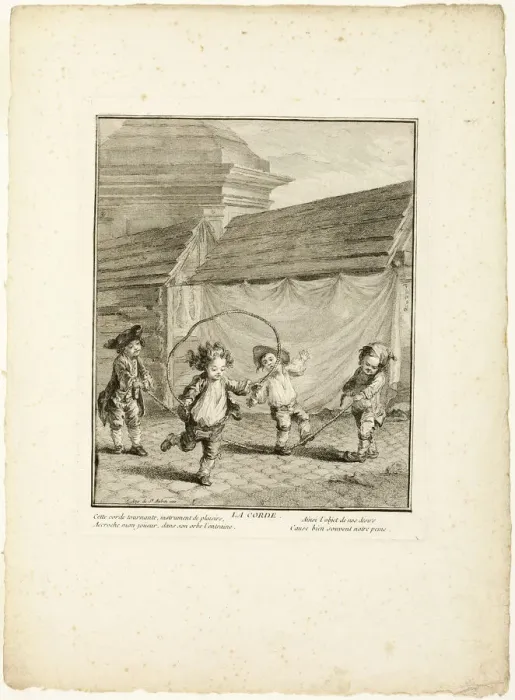 Framed Print : Jump Rope, from The Games of the Urchins of Paris, 1770. Creator: Jean Baptiste Tilliard Framed Print : Jump Rope, from The Games of the Urchins of Paris, 1770. Creator: Jean Baptiste Tilliard