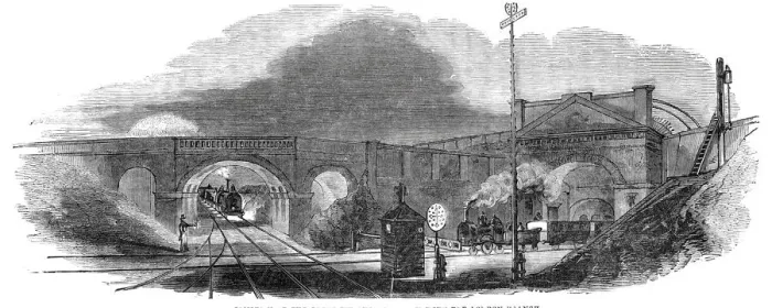 Framed Print : Junction of the Great Western Railway with the London Branch, 1844. Creator: Unknown Framed Print : Junction of the Great Western Railway with the London Branch, 1844. Creator: Unknown