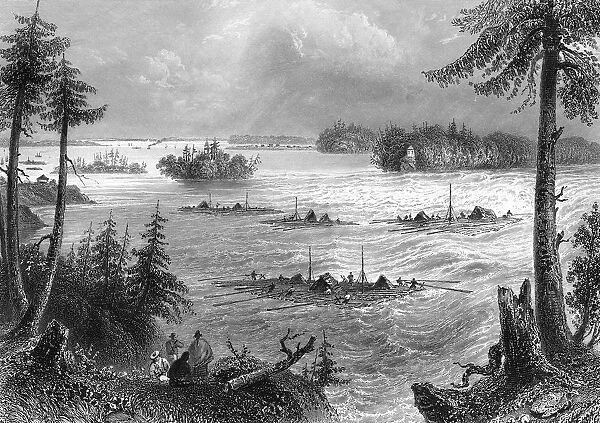 The junction of the Ottawa and St Lawrence rivers, Canada, 1842. Artist: John Cousen
