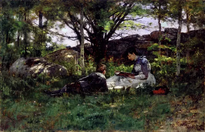 Framed Print : A June Idyl, 1887. Creator: Theodore Clement Steele Framed Print : A June Idyl, 1887. Creator: Theodore Clement Steele