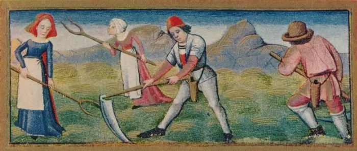Framed Print : June - mowing, 15th century, (1939). Creator: Robinet Testard Framed Print : June - mowing, 15th century, (1939). Creator: Robinet Testard