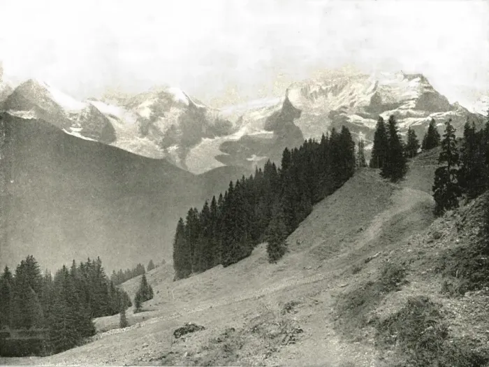 Framed Print : The Jungfrau and her neighbours, Switzerland, 1895. Creator: Unknown Framed Print : The Jungfrau and her neighbours, Switzerland, 1895. Creator: Unknown