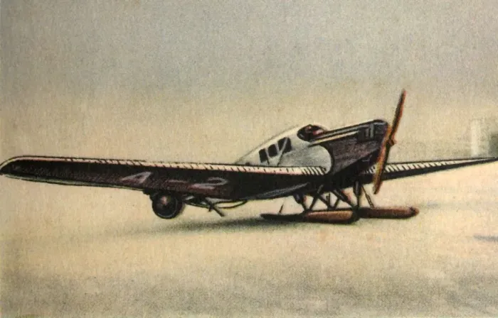 Framed Print : Junkers F13 L plane with snow skids, 1920s, (1932). Creator: Unknown Framed Print : Junkers F13 L plane with snow skids, 1920s, (1932). Creator: Unknown