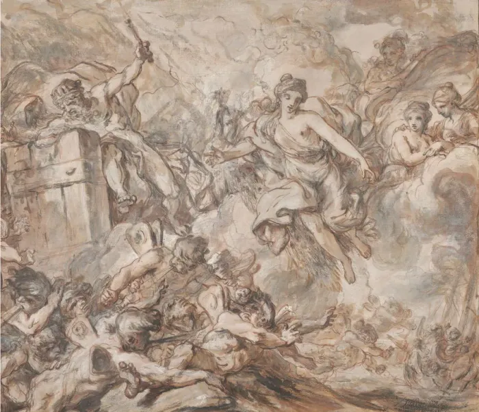 Framed Print : Juno Ordering Aeolus to Unleash the Winds, 1775. Creator: Louis Jean Jacques Durameau Framed Print : Juno Ordering Aeolus to Unleash the Winds, 1775. Creator: Louis Jean Jacques Durameau