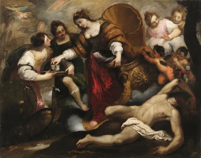 Framed Print : Juno Receives the Head of Argus, Mid of 17th cen.. Creator: Cervetto; Giovanni Paolo (1630-1657) Framed Print : Juno Receives the Head of Argus, Mid of 17th cen.. Creator: Cervetto; Giovanni Paolo (1630-1657)