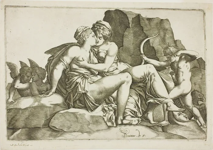 Framed Print : Jupiter and Callisto, 1560 / 70. Creators: Domenico Vito, Francesco Primaticcio Framed Print : Jupiter and Callisto, 1560 / 70. Creators: Domenico Vito, Francesco Primaticcio