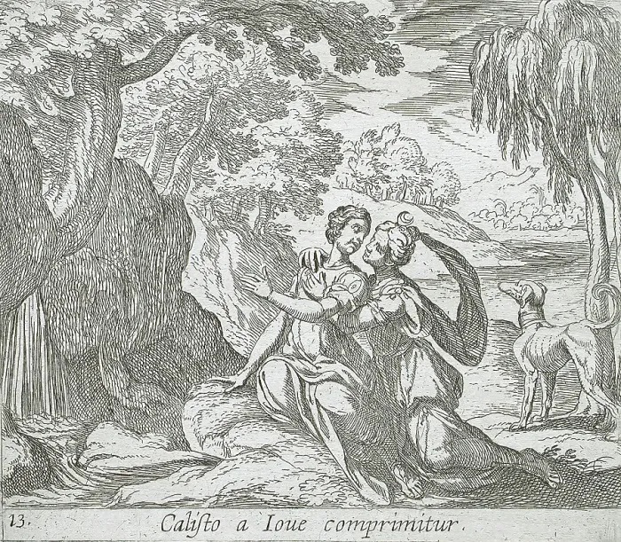 Framed Print : Jupiter and Callisto, published 1606. Creators: Antonio Tempesta, Wilhelm Janson Framed Print : Jupiter and Callisto, published 1606. Creators: Antonio Tempesta, Wilhelm Janson