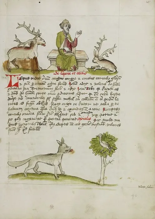 Framed Print : Jupiter as a Elderly Bearded Man Enthroned between a Stag and a Hare... third quarter of 15th cent. Creator: Unknown Framed Print : Jupiter as a Elderly Bearded Man Enthroned between a Stag and a Hare... third quarter of 15th cent. Creator: Unknown