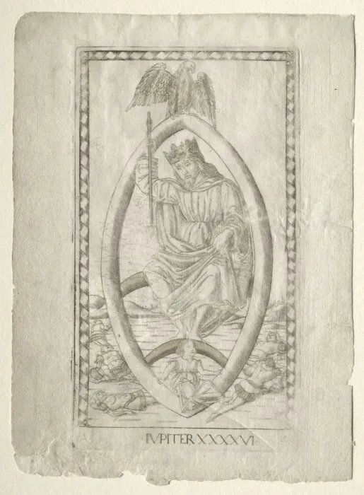 Framed Print : Jupiter (from the Tarocchi, series A: Firmaments of the Universe, #46), before 1467 Framed Print : Jupiter (from the Tarocchi, series A: Firmaments of the Universe, #46), before 1467